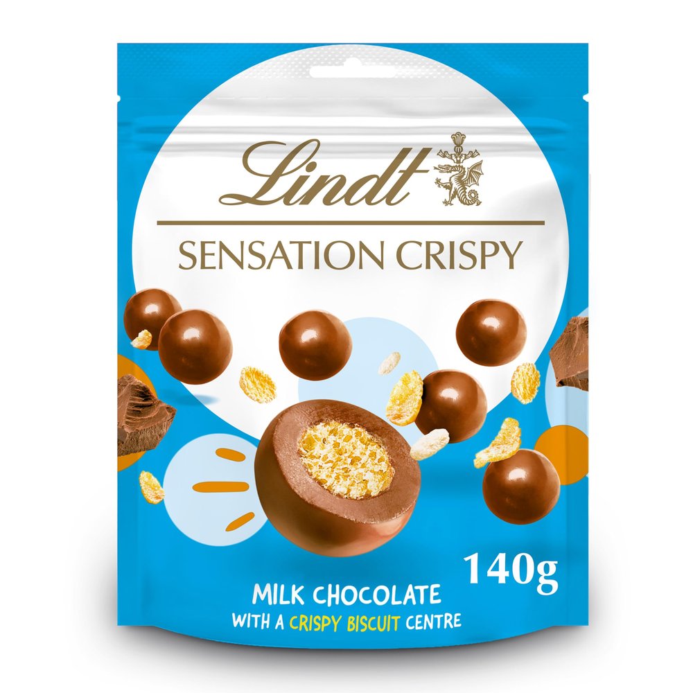 Lindt Crispy Sensation 140g Milk Chocolate Crispy Centre Treats Bite Sized Chocolate Snacks