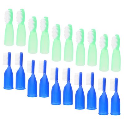 Gogogmee 20pcs Mini Toothbrushes Soft Small Manual Tooth Brushes for Prison Use Finger Teeth Cleaning, Blue and Light Green, Short Handle Oral Care Accessories