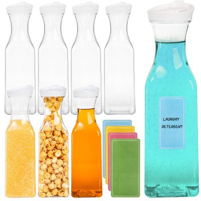 Goaste 8 Pack Laundry Detergent Dispenser,1600ml Laundry Soap Dispenser Bottle with Waterproof Label, Liquid Laundry Detergent Container, Plastic Fabric Softener Organizer for Bleach Powder Beads