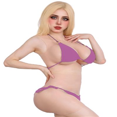 YINSUCDS Silicone Body Suit with Realistic C-G Cup Breast Plates Knee-Length One-Piece for Crossdressing Drag Queen Cosplay