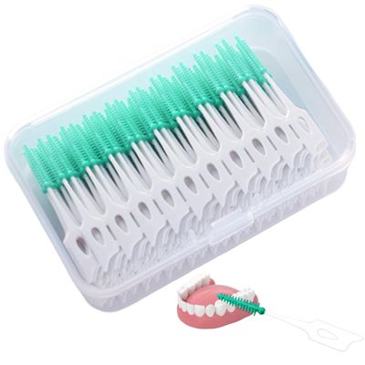 160Pcs Interdental Brushes Versatile Soft Polyvinyl Dental Picks Teeth Brush Portable Disposable Toothpicks Cleaning Brush Teeth Cleaning Care Tools(Green), Dental Picks