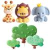4Pcs Jungle Animal Cake Toppers, Cute Animal Theme Cake Topper Lion Elephant Giraffe Cake Decorations for Showers Birthday Party view 1