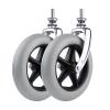KWIBYBGS Wheelchair Front Small Wheel,Pu Wheel +Front Fork +Screw,Solid Wheel Wear-Resistant and Shock-Absorbing,2 Pieces/Gray/7Inch view 1
