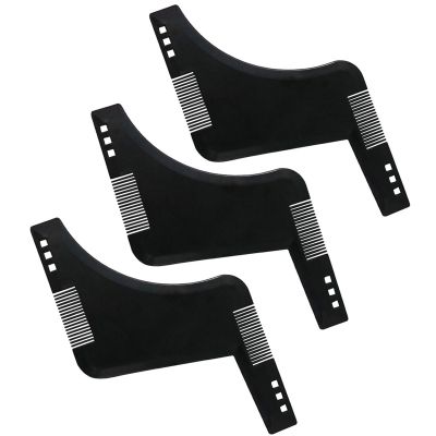 Beard Stencil Comb, 3-Piece Beard Shaper Grooming Template - Black Mustache Shaping Comb Trimming Guide