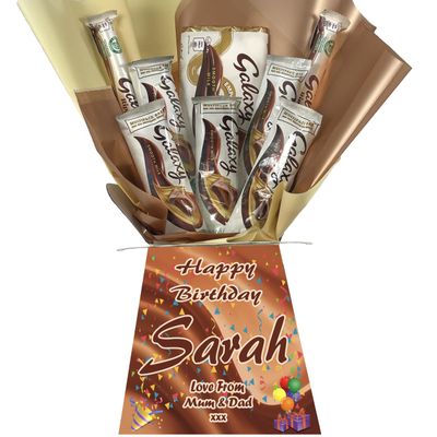 Personalised Luxury Chocolate Bouquet Hamper Personalised Sweet Gift for Him or Her Perfect for Birthdays, Christmas or Any Occasion (Compatible GALAXY)