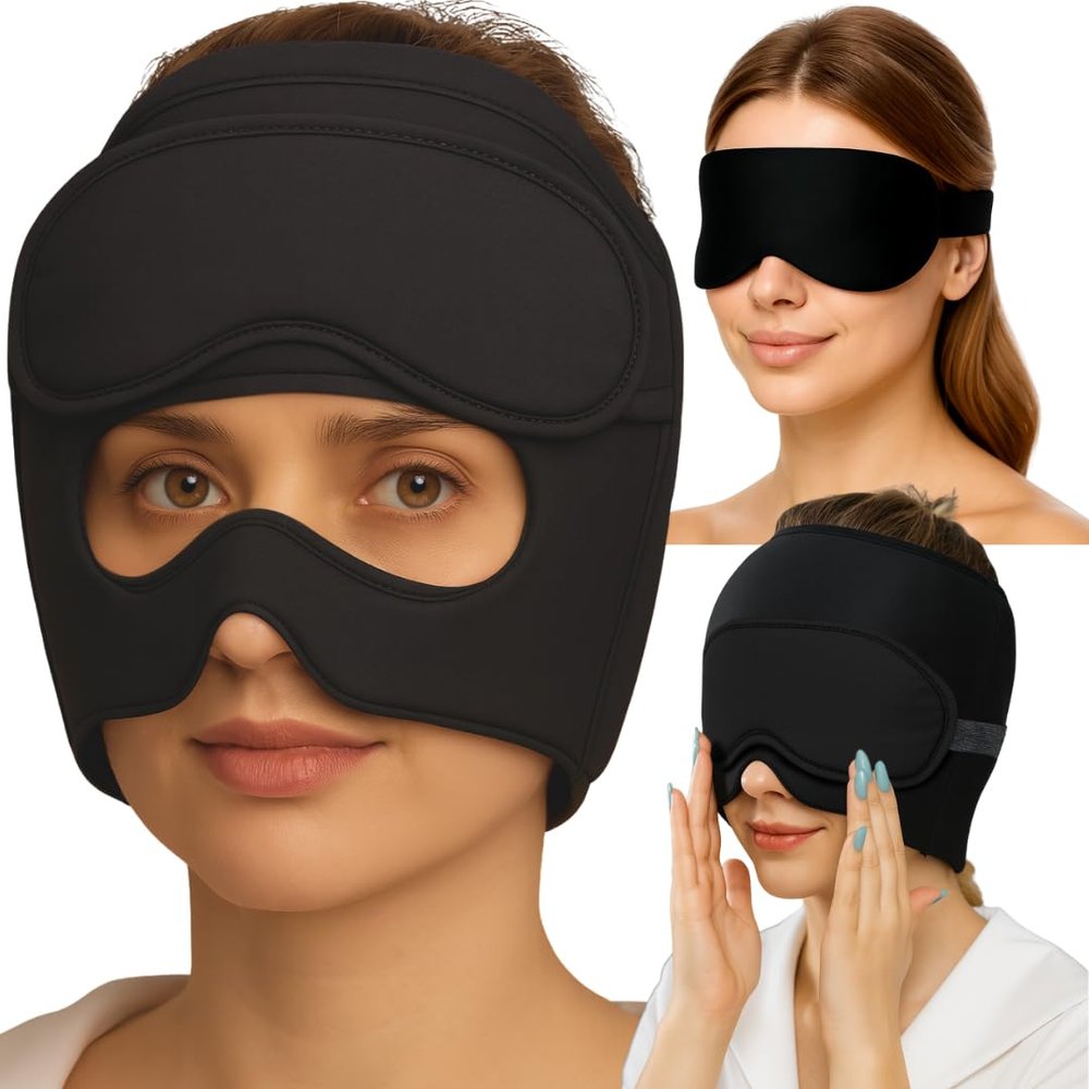 Migraine Relief Cap Headache Cap Migraine,Eye Mask Hat Cold Migraine Cap, Visible Eye Migraine Mask Design Gel Ice Cap 360 Fit