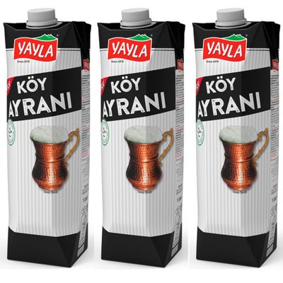 By Pufai Grocery, Yayla Sour Village Ayran Natural Yoghurt Drink Traditional Turkish Drink Ayran 1000 millimeter x 3 Bottles