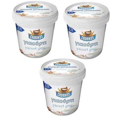 By Pufai Grocery, Chorikos Greek Sahne Yoghurt % 8 Fat 1000 Gramm x 3 yoghurt container