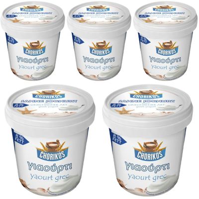 By Pufai Grocery, Chorikos Greek Sahne Yoghurt% 8 Fat 1000 Gramm x 5 yoghurt container