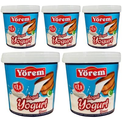 By Pufai Grocery, Yorem Yoghurt Turkish Style Creamy Yoghurt% 3,8 Fat 1000 Gramm x 5 yoghurt container