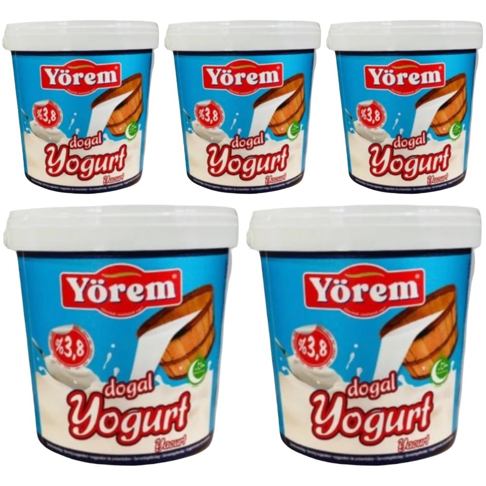 By Pufai Grocery, Yorem Yoghurt Turkish Style Creamy Yoghurt% 3,8 Fat 1000 Gramm x 5 yoghurt container