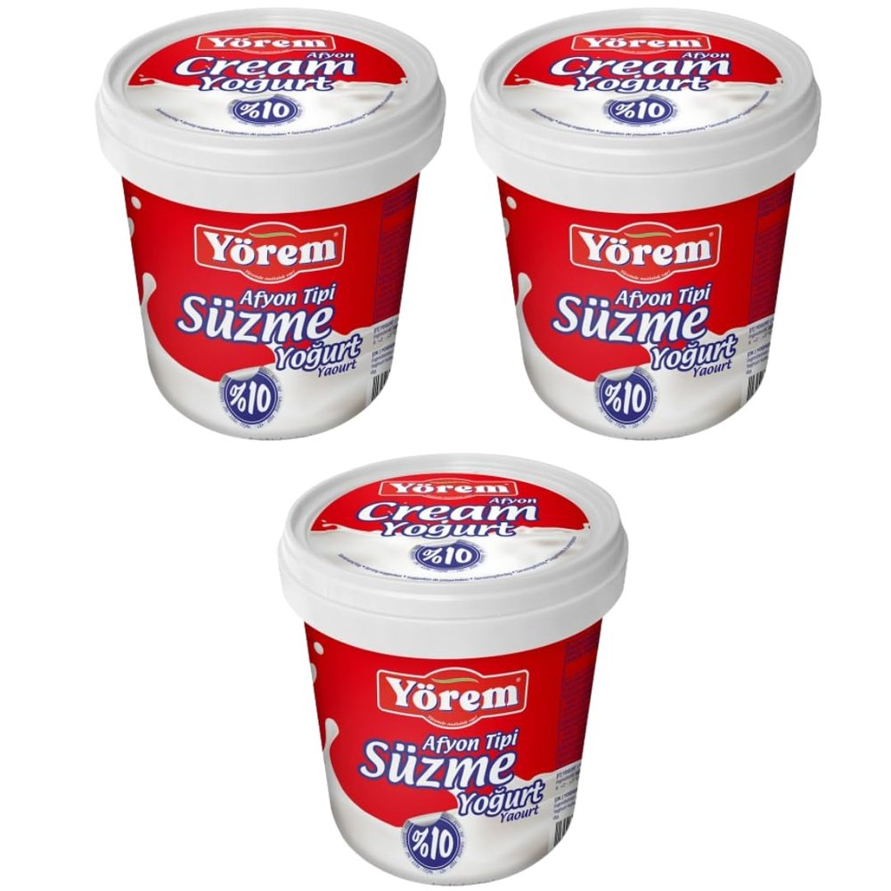 By Pufai Grocery, Yorem Yoghurt Afyon Turkish Style Strained Yoghurt% 10 Fat 1000 Gramm x 3 yoghurt container