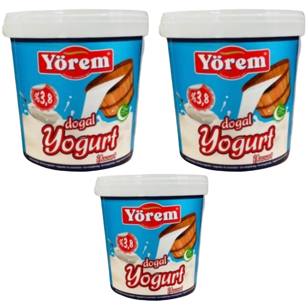By Pufai Grocery, Yorem Yoghurt Turkish Style Creamy Yoghurt% 3,8 Fat 1000 Gramm x 3 yoghurt container