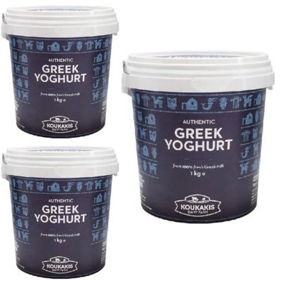 By Pufai Grocery, Premium Greek Yoghurt Strained Yoghurt% 14 Fat 1000 Gramm x 3 yoghurt container