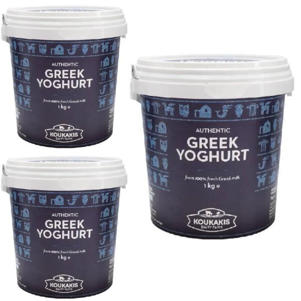 By Pufai Grocery, Premium Greek Yoghurt Strained Yoghurt% 14 Fat 1000 Gramm x 3 yoghurt container