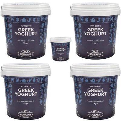By Pufai Grocery, Premium Greek Yoghurt Strained Yoghurt% 14 Fat 1000 Gramm x 5 yoghurt container