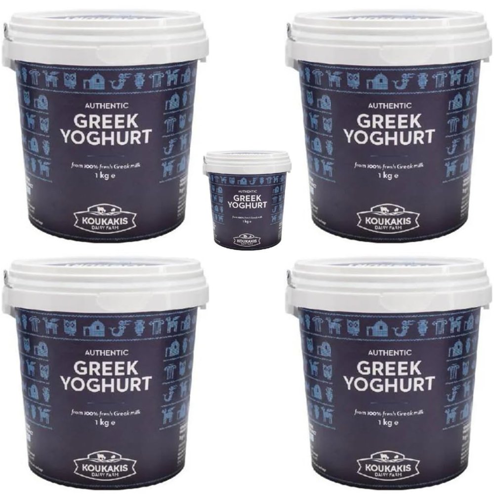 By Pufai Grocery, Premium Greek Yoghurt Strained Yoghurt% 14 Fat 1000 Gramm x 5 yoghurt container