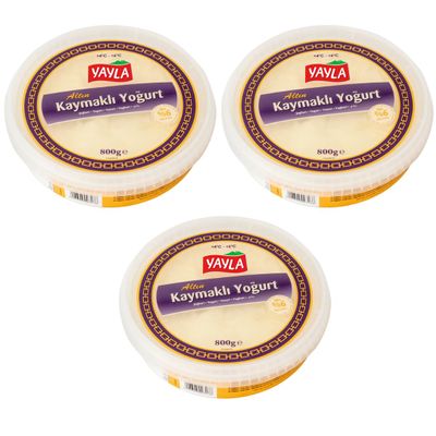 By Pufai Grocery, Yayla Yoghurt Turkish Style Gold Creamy Yoghurt% 6 Fat 800 Gramm x 3 yoghurt container