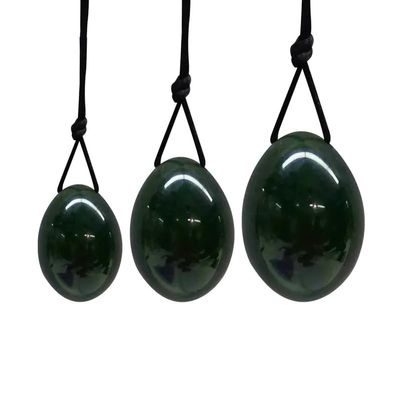 3pcs Egg Set Natural Nephrite Jade Massager for Women Muscle Tightening Drilled Massage Stone Exercise Tools Natural Stone