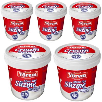 By Pufai Grocery, Yorem Yoghurt Afyon Turkish Style Strained Yoghurt% 10 Fat 1000 Gramm x 5 yoghurt container