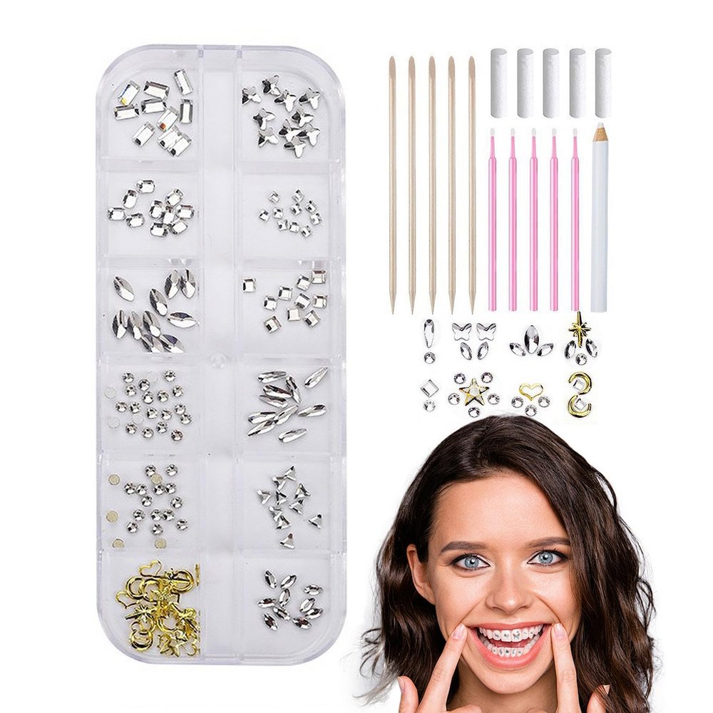 Streysisl Jewelry Gemstone Kit, Gemstone Kit for Teeth, Crystal - Gemstone Kit for Teeth Gems for Teeth Gems