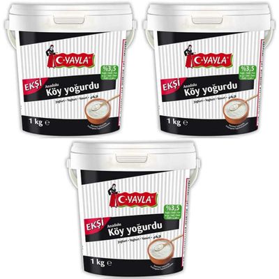 By Pufai Grocery, Yayla Sour Village Yoghurt% 3 Fat 1000 Gramm x 3 yoghurt container