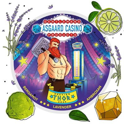 THOR (ASGAARD CASINO) ARTISAN SHAVING SOAP - MADE IN UK - Bergamot&Lavender&Ambroxan - 7 BUTTERS - ALL NATURAL INGREDIENTS