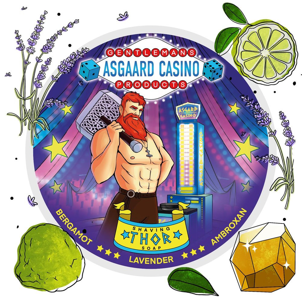 THOR (ASGAARD CASINO) ARTISAN SHAVING SOAP - MADE IN UK - Bergamot&Lavender&Ambroxan - 7 BUTTERS - ALL NATURAL INGREDIENTS