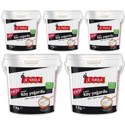 By Pufai Grocery, Yayla Sour Village Yoghurt% 3 Fat 1000 Gramm x 5 yoghurt container