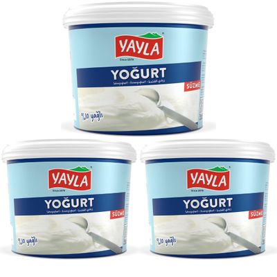 By Pufai Grocery, Yayla Yoghurt Afyon Turkish Style Strained Yoghurt% 10 Fat 1000 Gramm x 3 yoghurt container