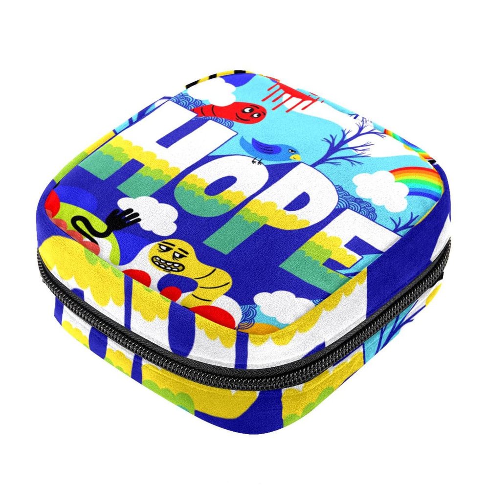 Period Kit Bag for Girls Women Ladies, Hope Lettering Sanitary Napkin Disposal Bags, Large Capacity Zipper Menstrual Pad Pouch