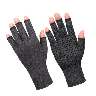 Compression Gloves Fingerless Recovery Gloves Non Slip Carpal Tunnel Gloves Grey L 1Pair compression half finger gloves