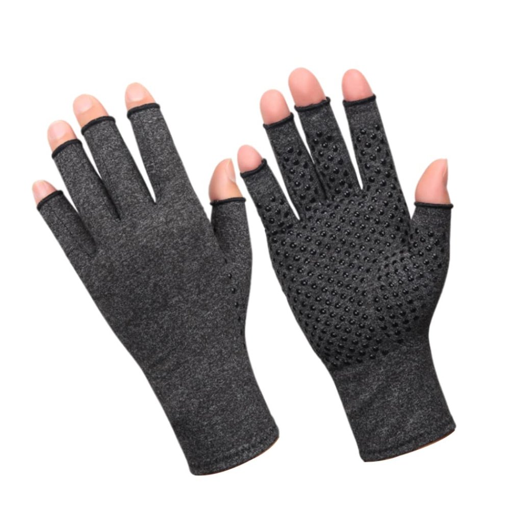 Compression Gloves Fingerless Recovery Gloves Non Slip Carpal Tunnel Gloves Grey L 1Pair compression half finger gloves