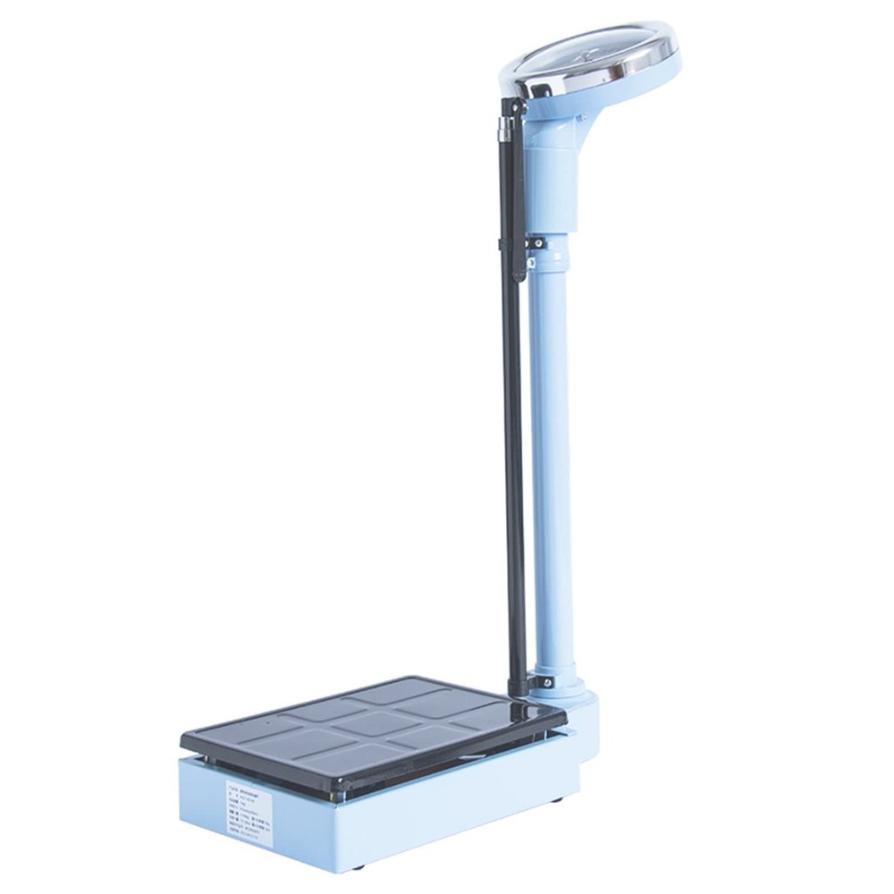 Bathroom Scale Mechanical with Adjustable Height Rod | Oversized Dial Display | Telescopic Pole 190cm | Weighing Range 120kg | Easy to Read Height and Weight Scale