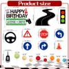 19Pcs Driver License Cake Topper New Driver Cake Decorations 16th 17th Birthday Cakes for Celebrating New Drivers for Birthday and Road Signs Theme Party Supplies view 2