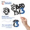 RoadSea Bro I'm 3 Cake Topper - Boy 3rd Birthday Cake Supplies - Three Years Old - Big Brother 3rd Birthday Party Decoration - Black Glitter view 2