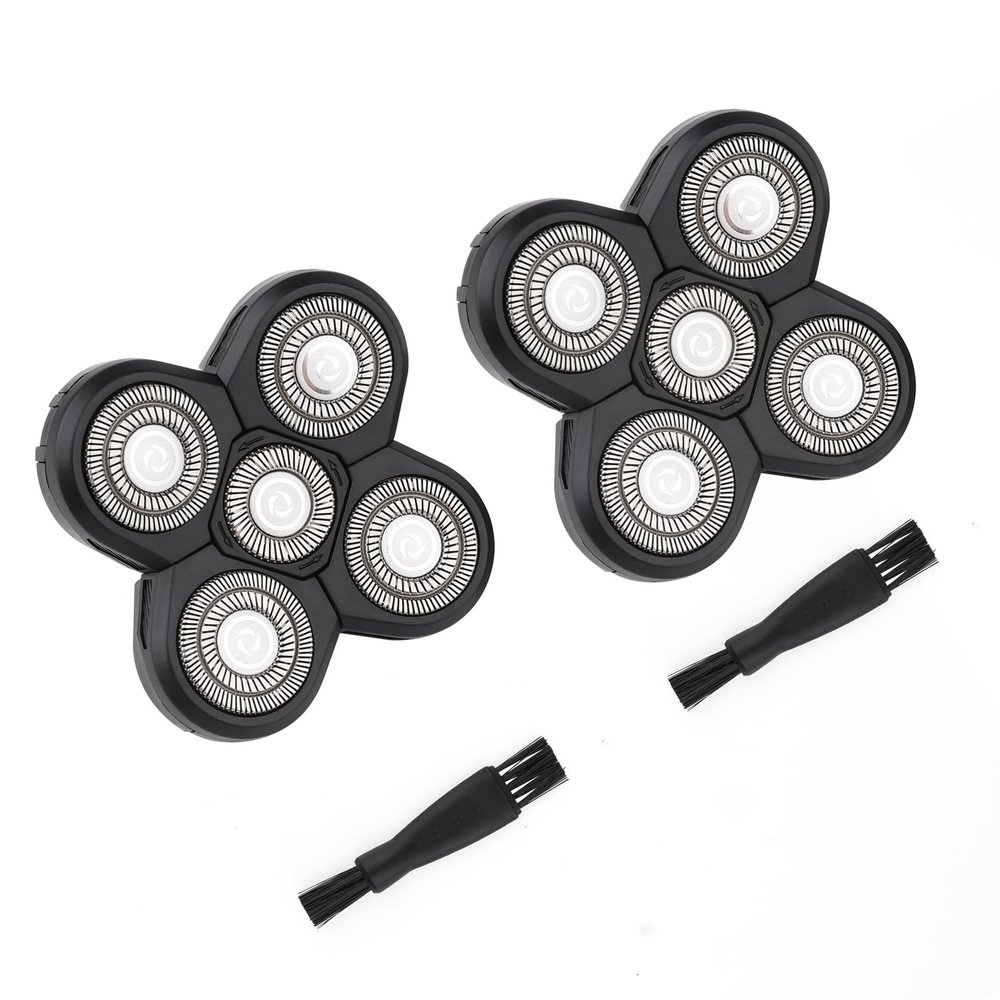 Universal 5 Blades Shaver Replacement Heads for ROSSIFUR Lovcoyo Gisaae Bazivve ElectriBrite Freebird and More Head Shaver (2 pcs)