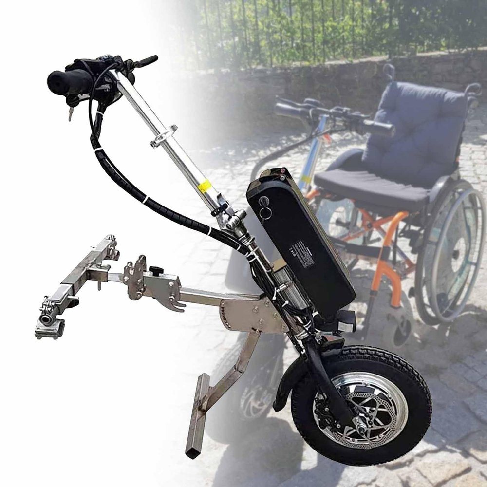 MIRRSSET Electric Handcycle Wheelchair Attachment, Range 55/65 km, Electric Wheelchair Pull Device, with Waterproof Independent Plug,17A A