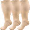 3 Pairs Plus Size Compression Socks (20-30 mmHg) for Women & Men, Wide Calf Extra Large Knee High Stockings for Nurses, Seniors (3XL) view 1