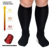 3 Pairs Plus Size Compression Socks (20-30 mmHg) for Women & Men, Wide Calf Extra Large Knee High Stockings for Nurses, Seniors (3XL) view 3