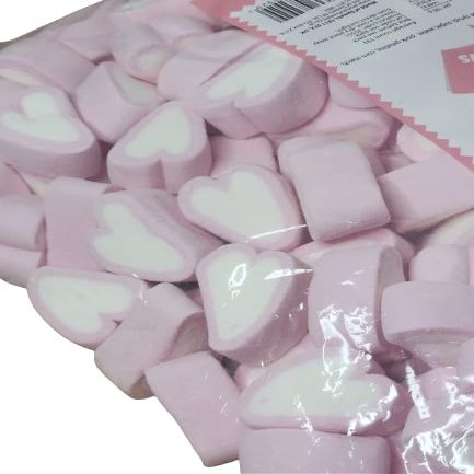 Divas World - Pink & White Heart Shaped Marshmallows Ideal for Valentine's Day, Weddings, Mother's Day, Birthdays Hearts Mallows Gluten Free - 1 Kg Bag