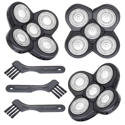 Replacement Shaver Heads Compatible with Freebird and Freedom Grooming, 5 Blades Flex Series for Bald Men Electric Razor Heads with Cleaning Brush