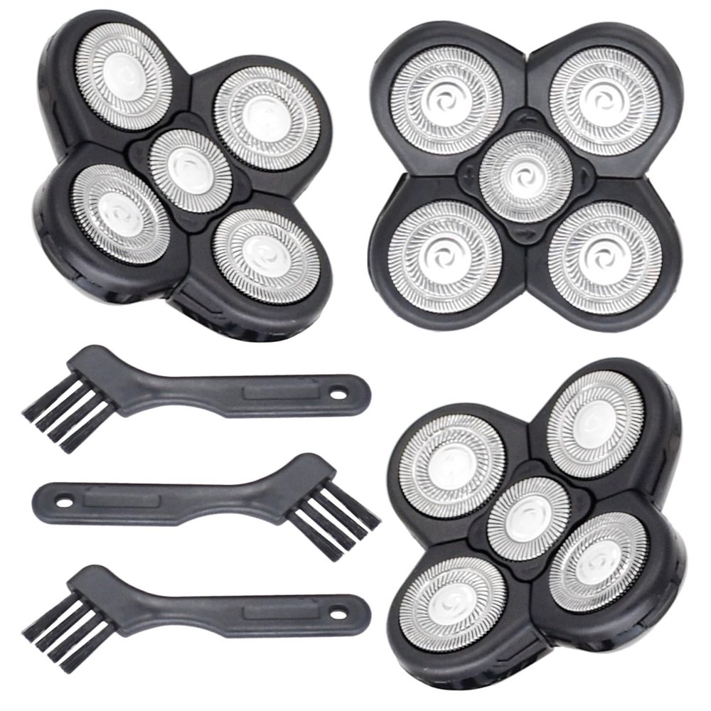 Replacement Shaver Heads Compatible with Freebird and Freedom Grooming, 5 Blades Flex Series for Bald Men Electric Razor Heads with Cleaning Brush