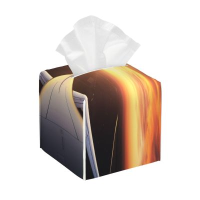 Airplane Sunset Printed Tissue Box Cover | Square Leather Tissue Paper Holder for Home Hotel Car Office Decor