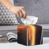 Airplane Sunset Printed Tissue Box Cover | Square Leather Tissue Paper Holder for Home Hotel Car Office Decor view 4