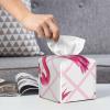 Flamingo Pineapple Stripe Printed Tissue Box Cover | Square Leather Tissue Paper Holder for Home Hotel Car Office Decor view 4