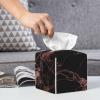 Black Rose Gold Marble Printed Tissue Box Cover | Square Leather Tissue Paper Holder for Home Hotel Car Office Decor view 4