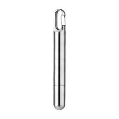 Qinlenyan Compact Pill Organizer Airtight Holder Portable Box Keychain Small Waterproof Stainless Steel Bottle Medicine Container for Travel Outdoor Sports Men Silver C