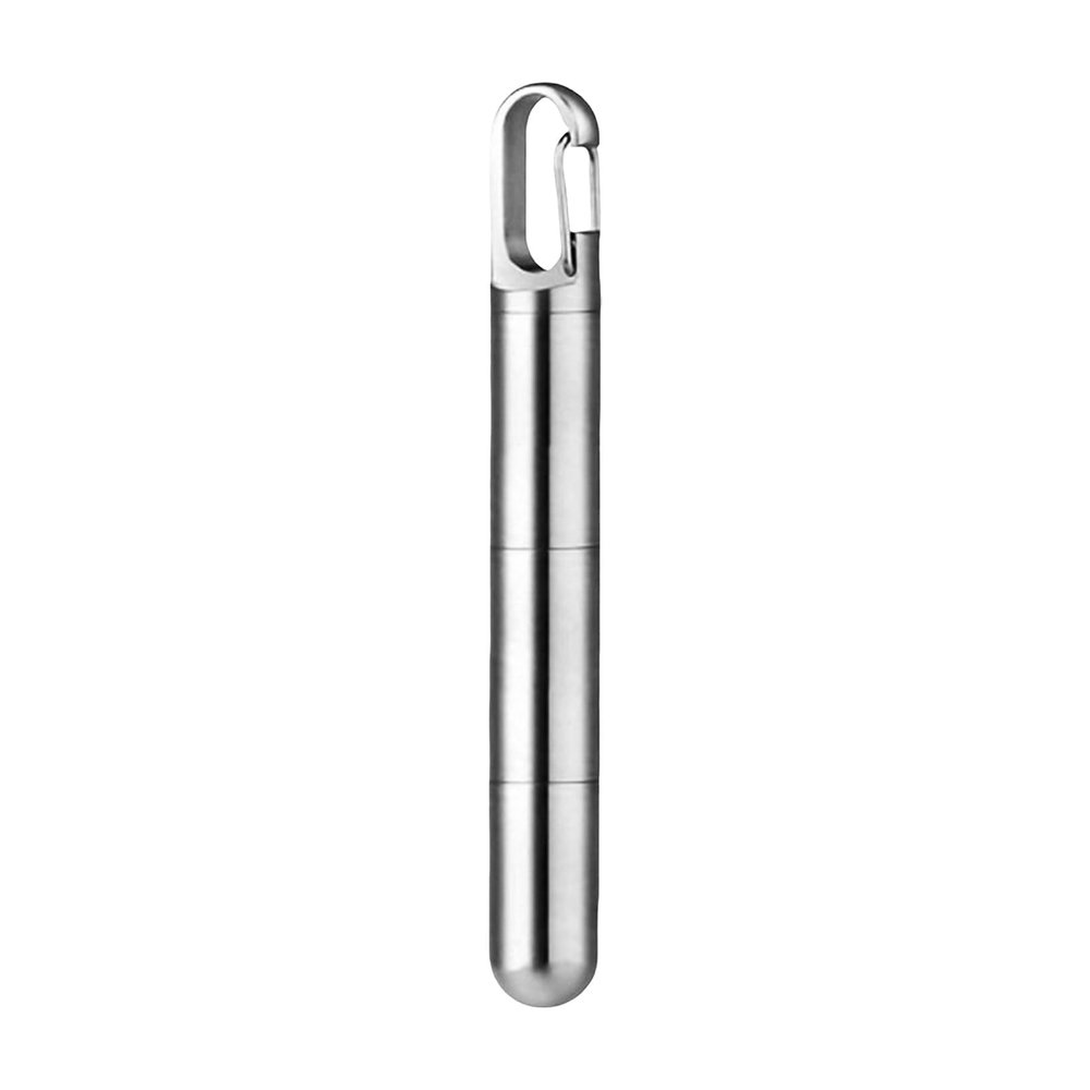 Qinlenyan Compact Pill Organizer Airtight Holder Portable Box Keychain Small Waterproof Stainless Steel Bottle Medicine Container for Travel Outdoor Sports Men Silver C