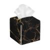 Black Gold Marble Printed Tissue Box Cover | Square Leather Tissue Paper Holder for Home Hotel Car Office Decor view 1